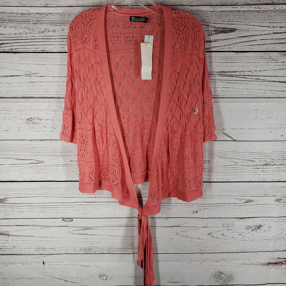 7th Avenue New York & Company NWT. Orange Knit Tie Front Top Size XL